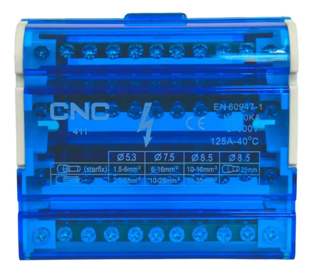 Repartidor Tetrapolar 125a 11 Conexiones 4x11 Barra Aislada