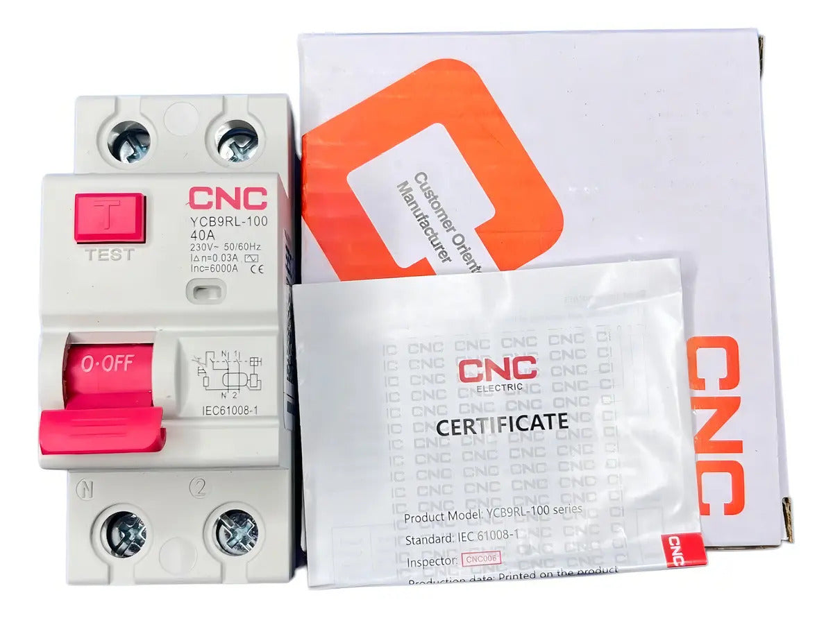 Interruptor Diferencial Cnc 2p 40a 30ma 600v Línea Ycb9rl Rccb