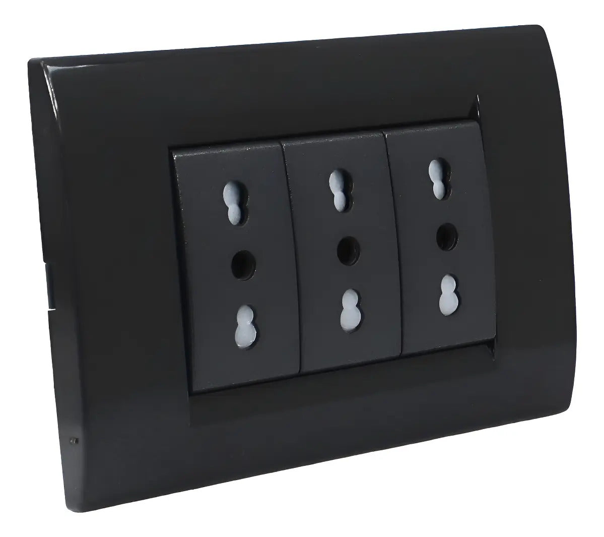 Enchufe Triple Embutido 10/16a Negro 16a Sec