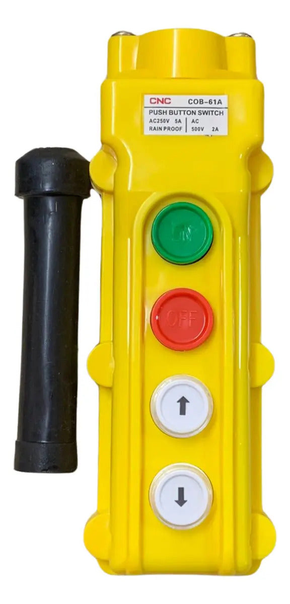 Botonera Colgante Cnc 4 Botones Puente Grúa Cob-61a Amarillo