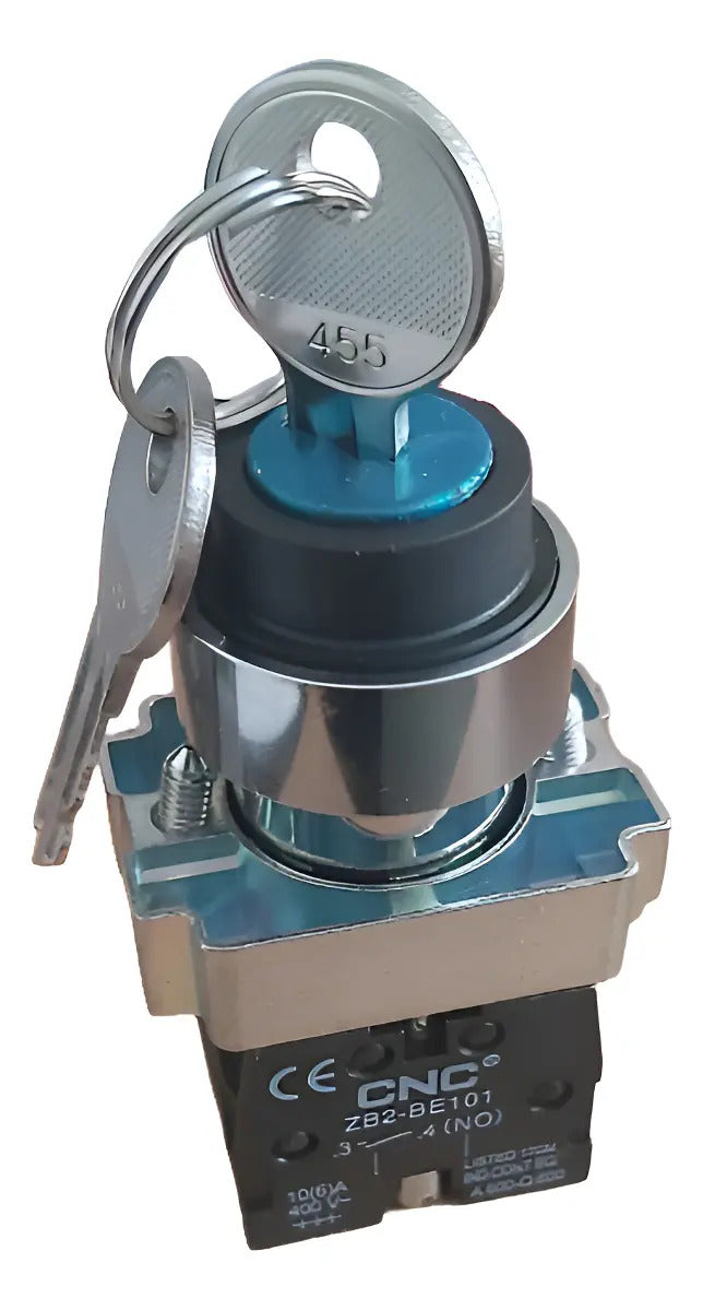 Selector 2 Posiciones Con Llave De 22mm 1no+1nc Negro