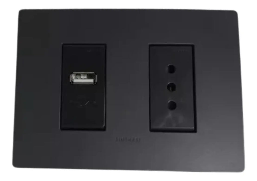 Toma Corriente 10a + Toma Usb Noir S22 Sinthesi Color Gris