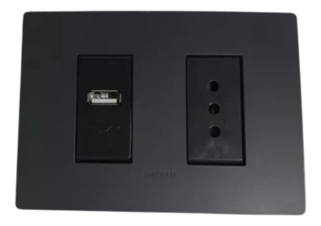 Toma Corriente 10a + Toma Usb Noir S22 Sinthesi Color Gris