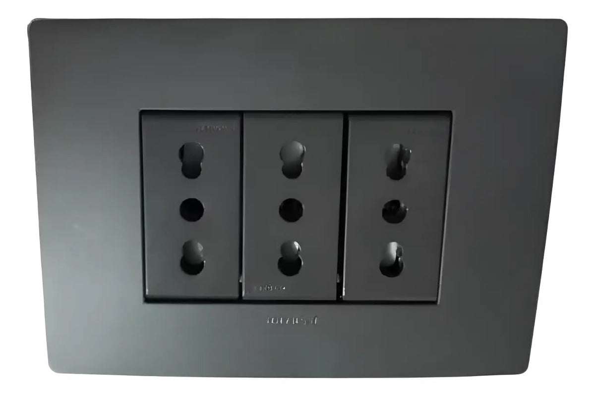 Enchufe Triple Embutido 10/16a Noir O Blanco Sinthesi.