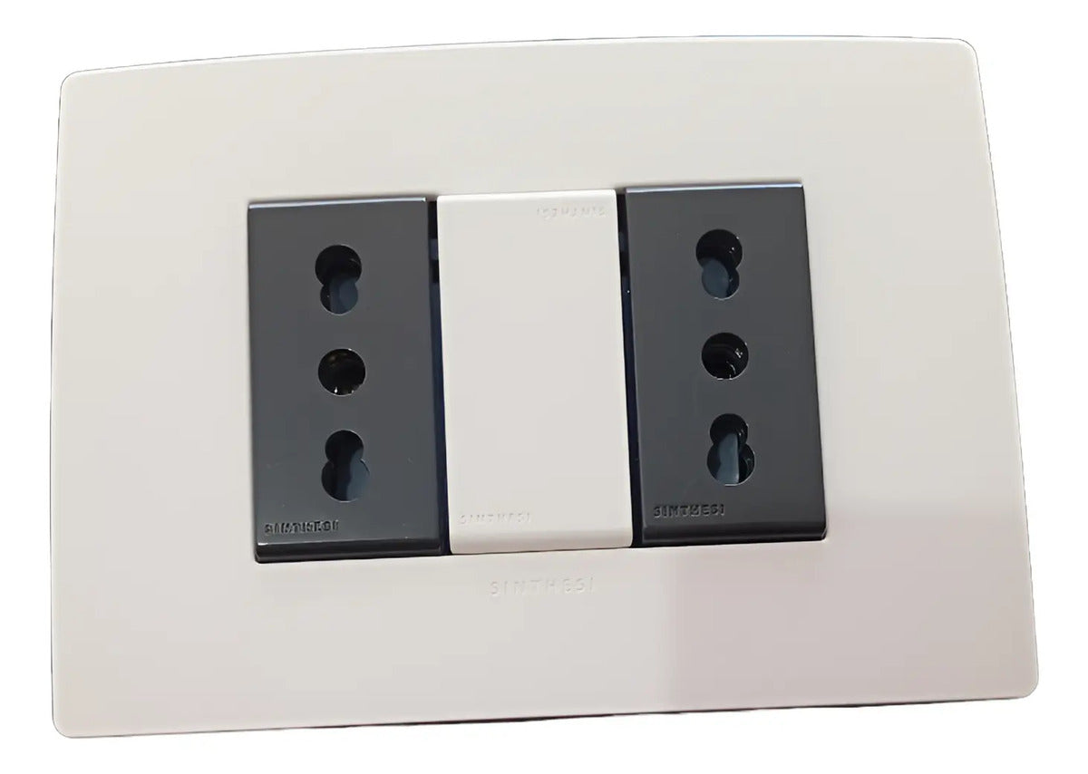Enchufe Doble 10/16a 250v Tomacorriente Blanco