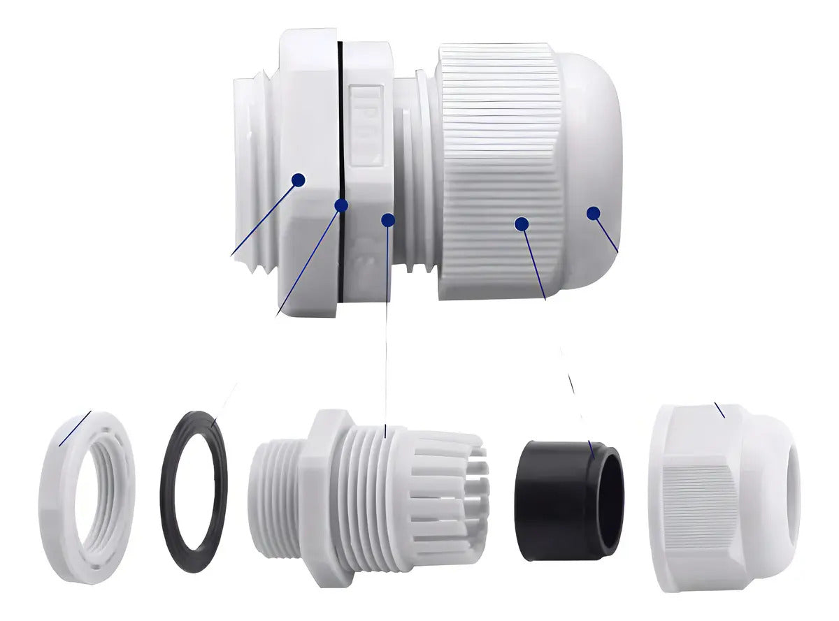 Prensa Estopa Pg-13 Pack 10 Unidades (6mm-12mm) Ip67 Cnc Color Blanco