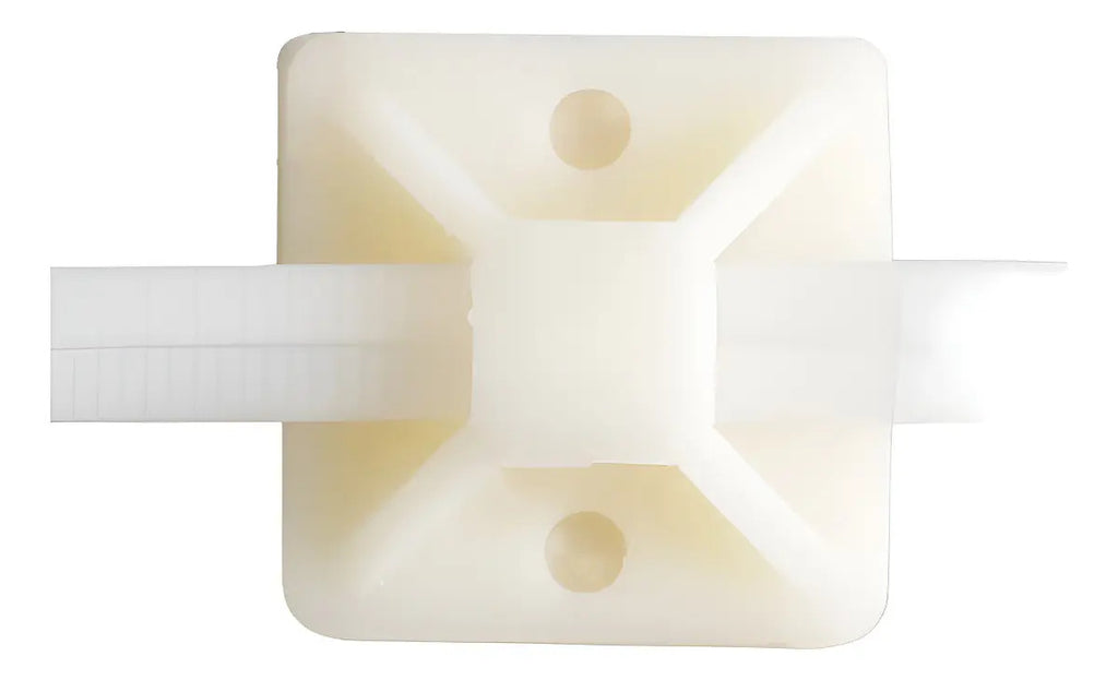Base Autoadhesiva Plástica Cnc 30x30mm Para Amarras 100 Unidades Blanco