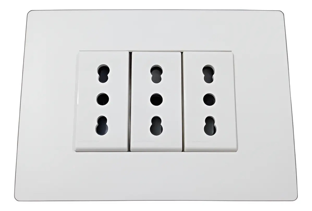 Enchufe Triple Embutido 10/16a Noir O Blanco Sinthesi.