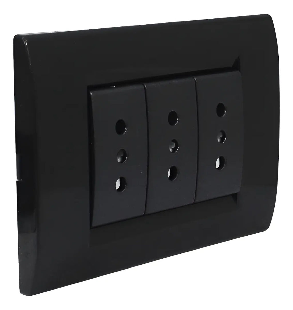 Tomacorriente Enchufe Triple  10a  Negro Embutido Kalop