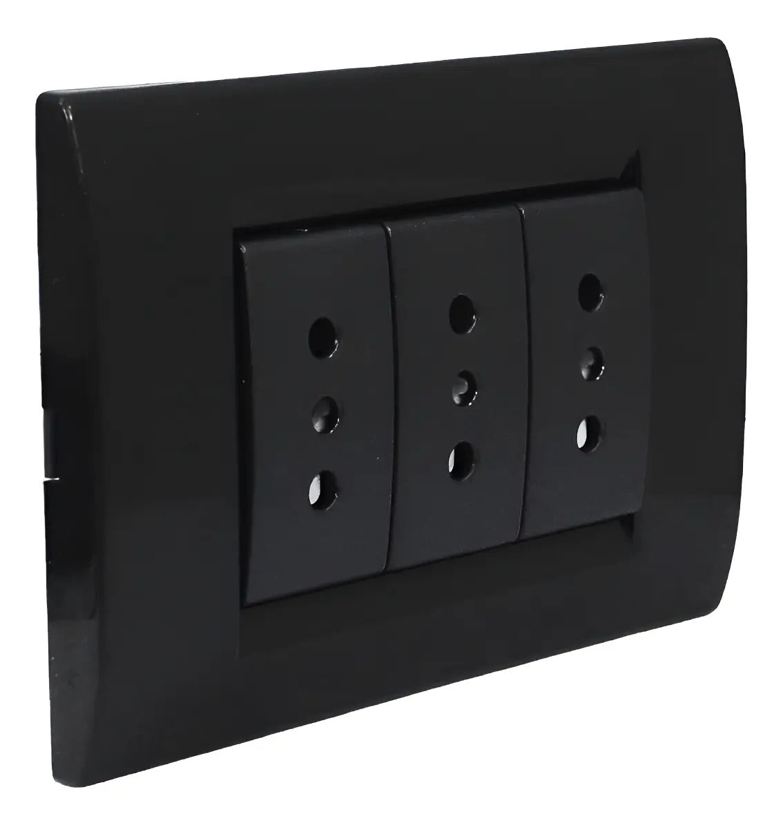 Tomacorriente Enchufe Triple  10a  Negro Embutido Kalop