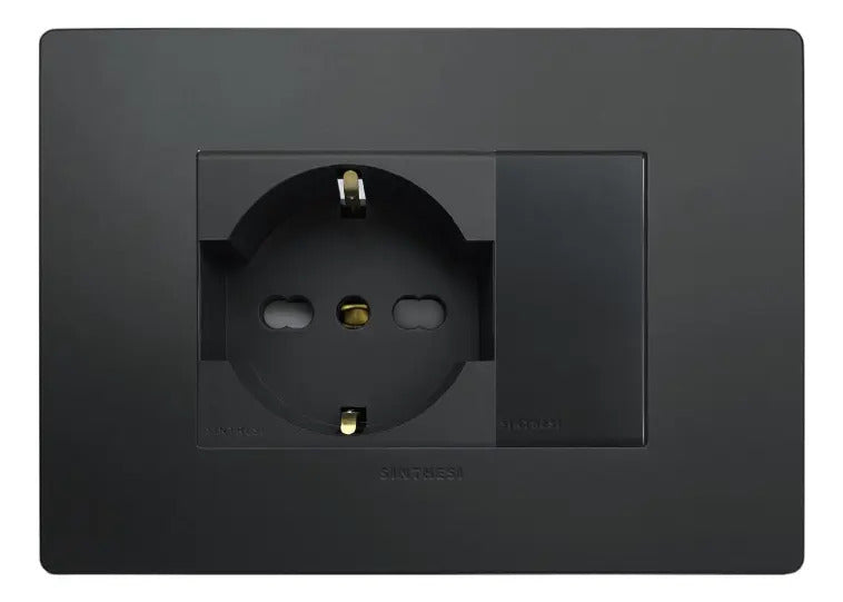 Tomacorriente Schuko Armado 10/16a + Falso Polo Sinthesi Color Noir