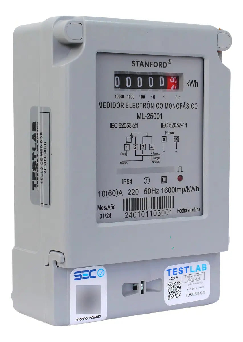 Medidor De Energía Stanford Ml-25001 Monofásico Para Hogar Y Comercio