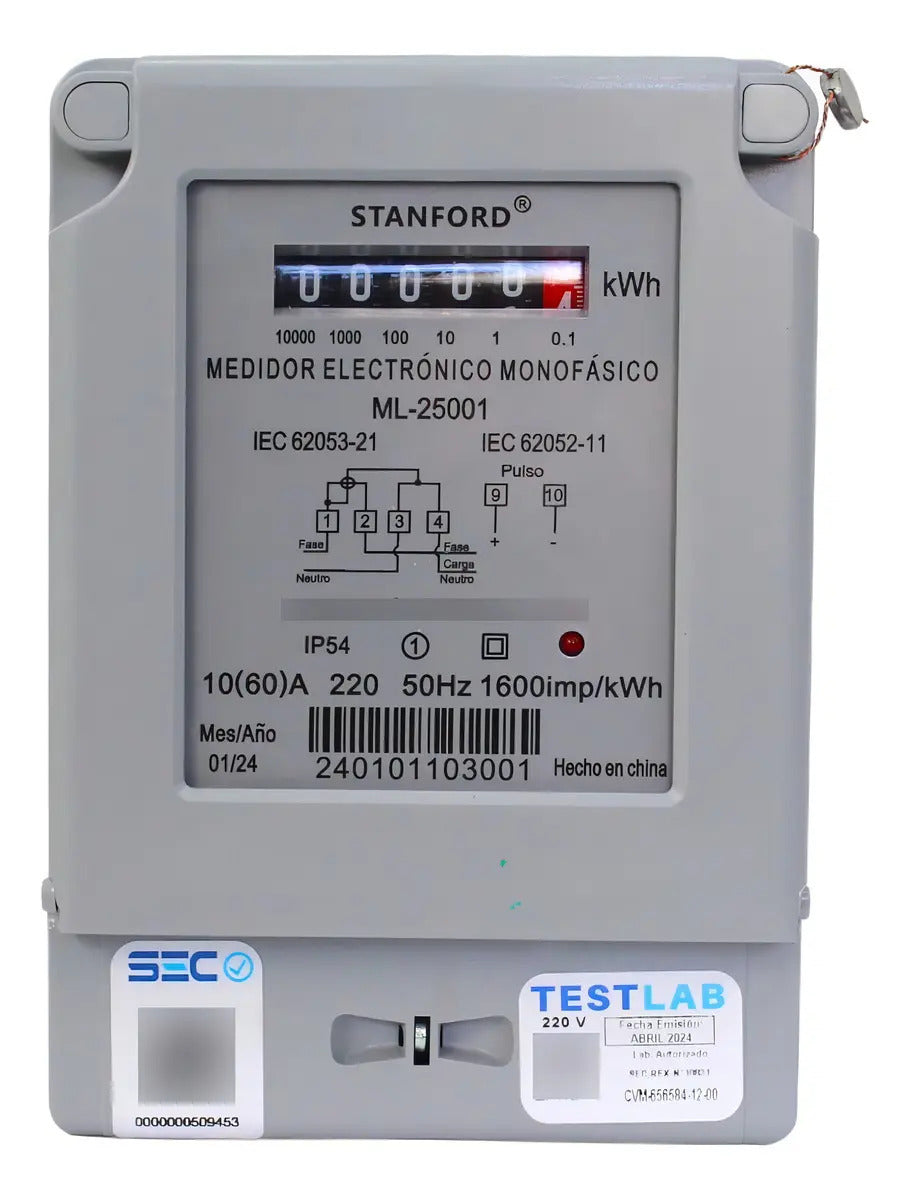 Medidor De Energía Stanford Ml-25001 Monofásico Para Hogar Y Comercio