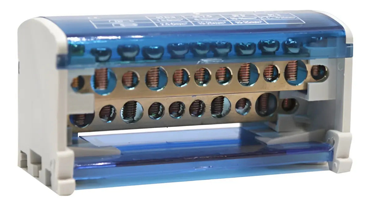 Repartidor Bipolar 2x11 Polos 125a Color Azul Lisa Liso