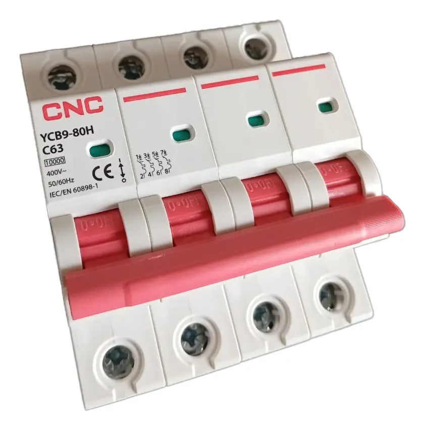 Interruptor Automatico Tetrapolar 4x63a 10k Cnc Riel Din Sec