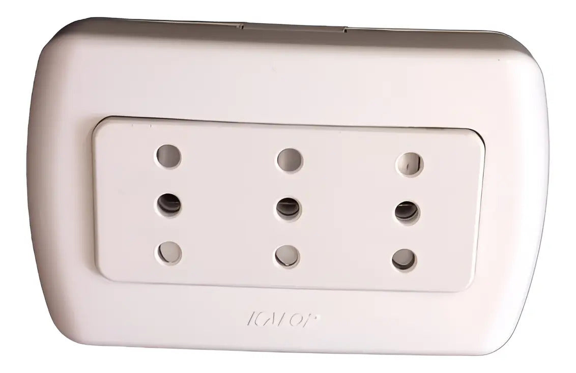 Enchufe Tomacorriente Triple Sobrepuesto 10a Marca Kalop