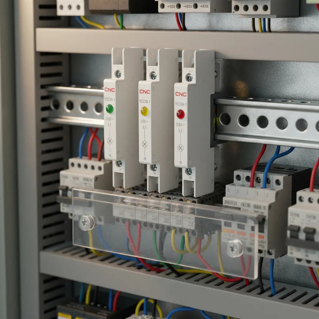 Luz Piloto Led A Riel Din Slim 230v  Cnc. 1/2 Espacio Din