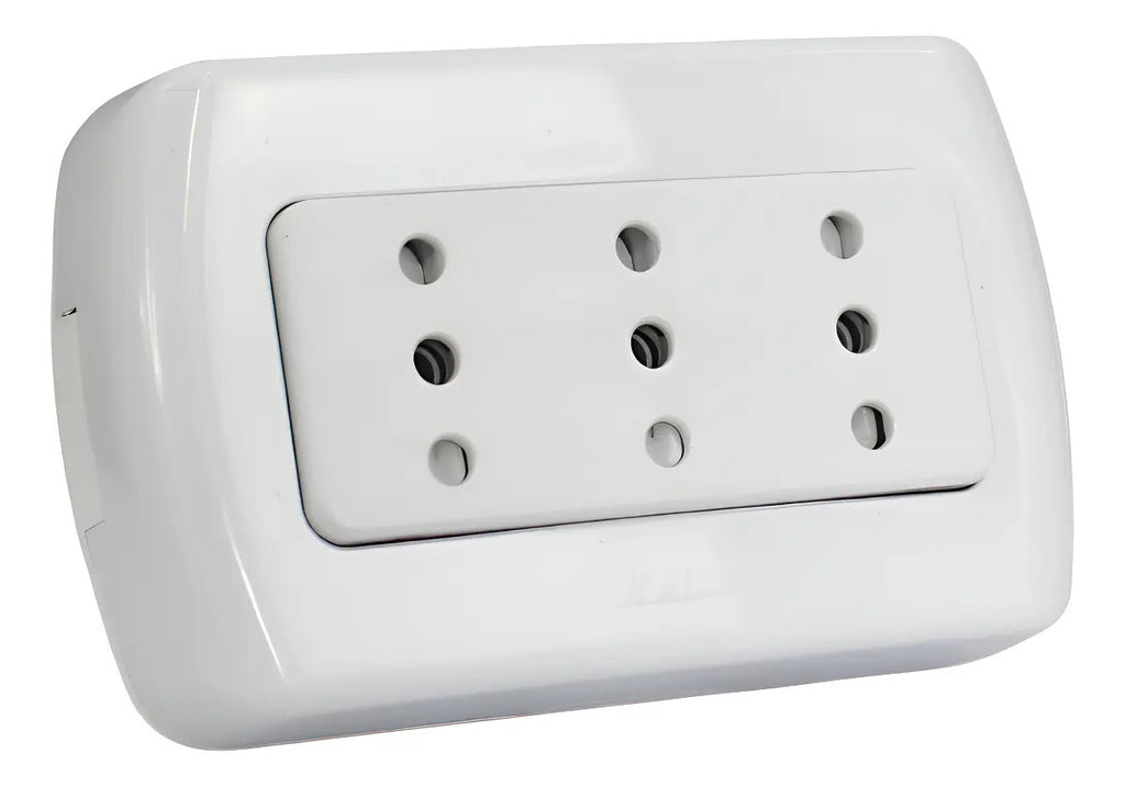 Enchufe Tomacorriente Triple Sobrepuesto 10a Marca Kalop
