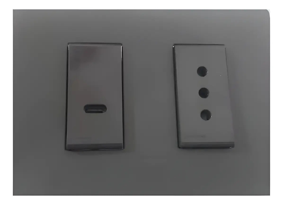 Toma Corriente 10a + Toma Usb Tipo C Noir S22 Sinthesi
