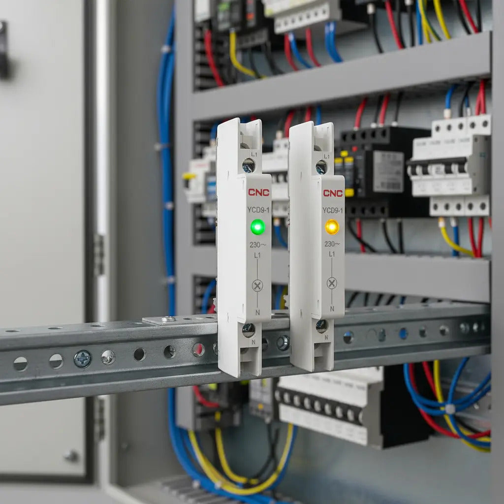 Luz Piloto Led A Riel Din Slim 230v  Cnc. 1/2 Espacio Din