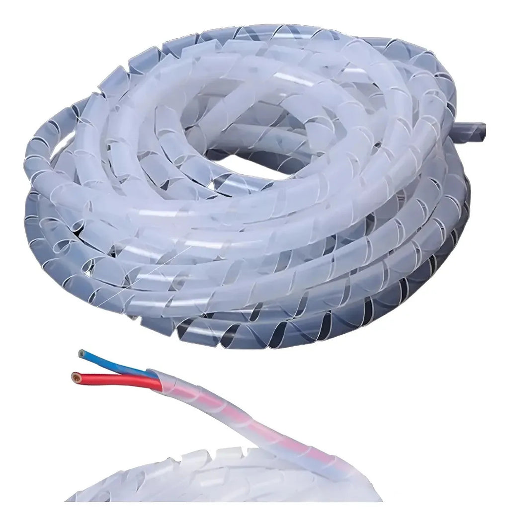 Funda Espiral 8mm Organizador De Cables 10 Metros Blanco