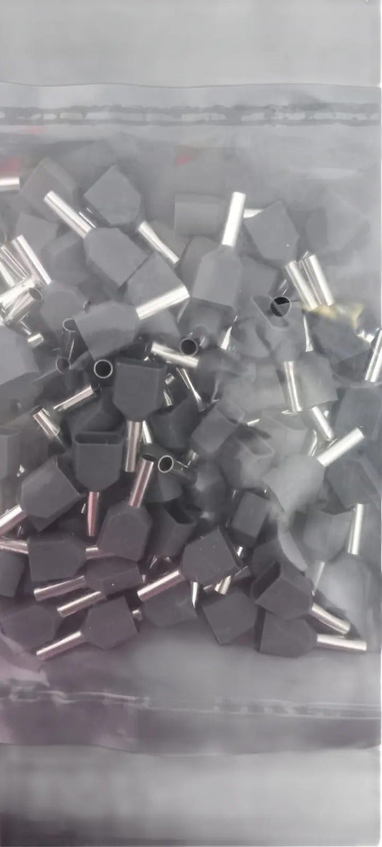 Terminal Ferrul Doble 2,5mm2 (100 Unidades) Gris