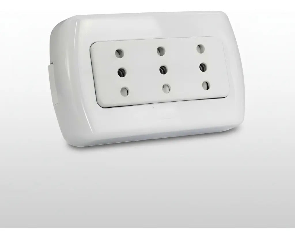 Enchufe Triple Sobrepuesto Kalop Blanco Con 3 Tomas Para Interiores