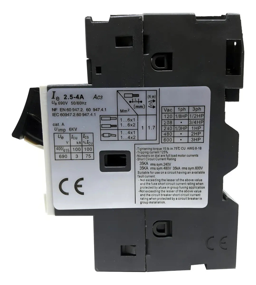 Disyuntor Termomagnético Cnc Ycp5-25-me08 2.5-4a 3 Polos Rotativo