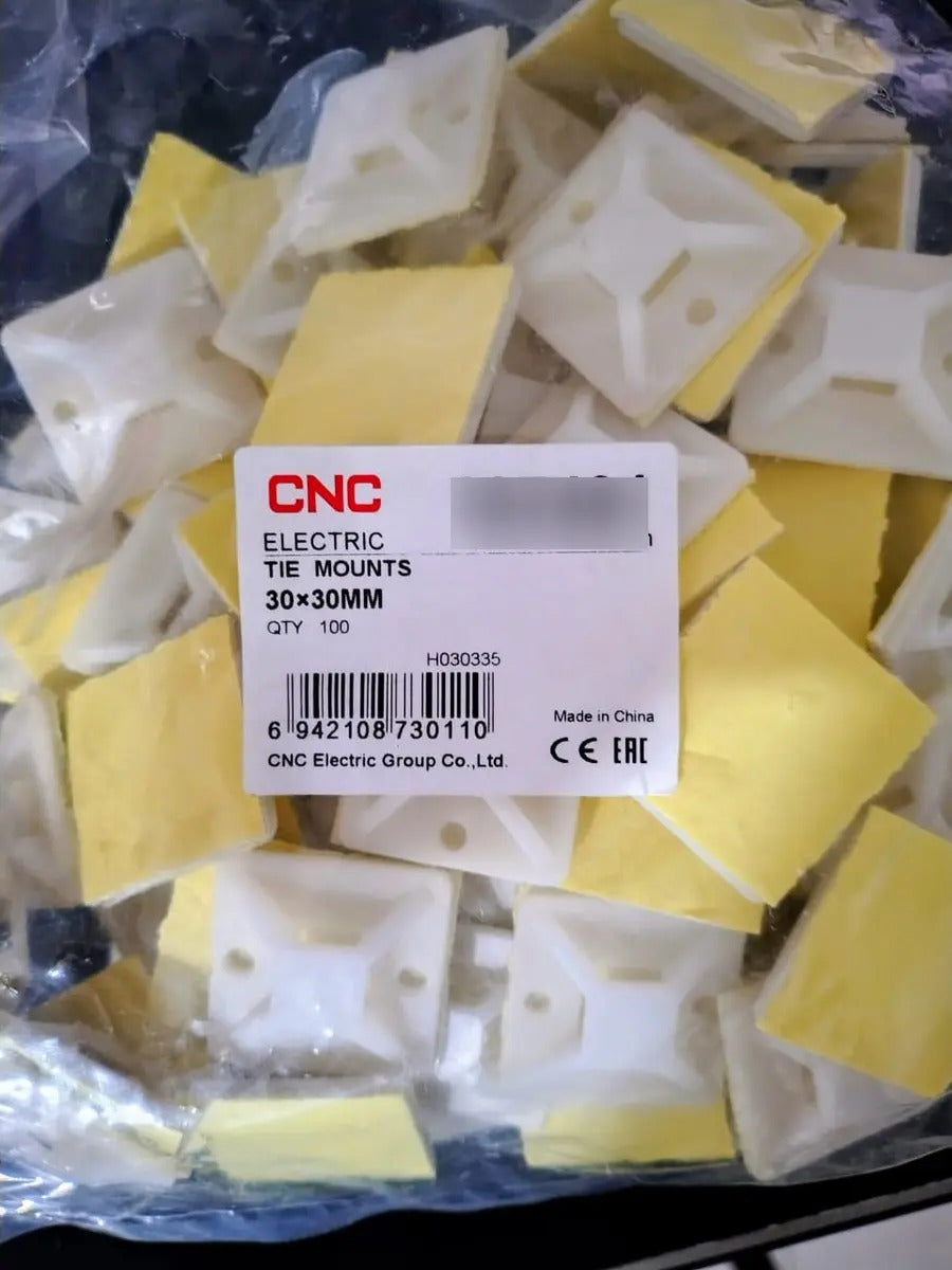 Base Autoadhesiva 20x20 Mm Para Amarra Cable (100 Unidades)