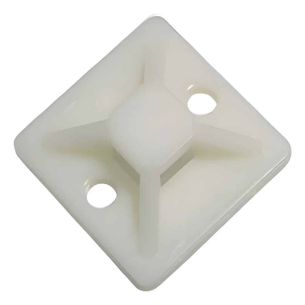 Base Autoadhesiva Plástica Cnc 30x30mm Para Amarras 100 Unidades Blanco
