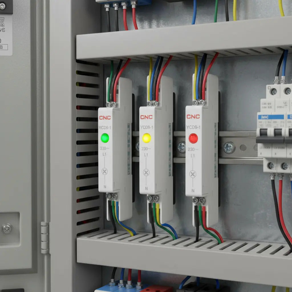 Luz Piloto Led A Riel Din Slim 230v  Cnc. 1/2 Espacio Din