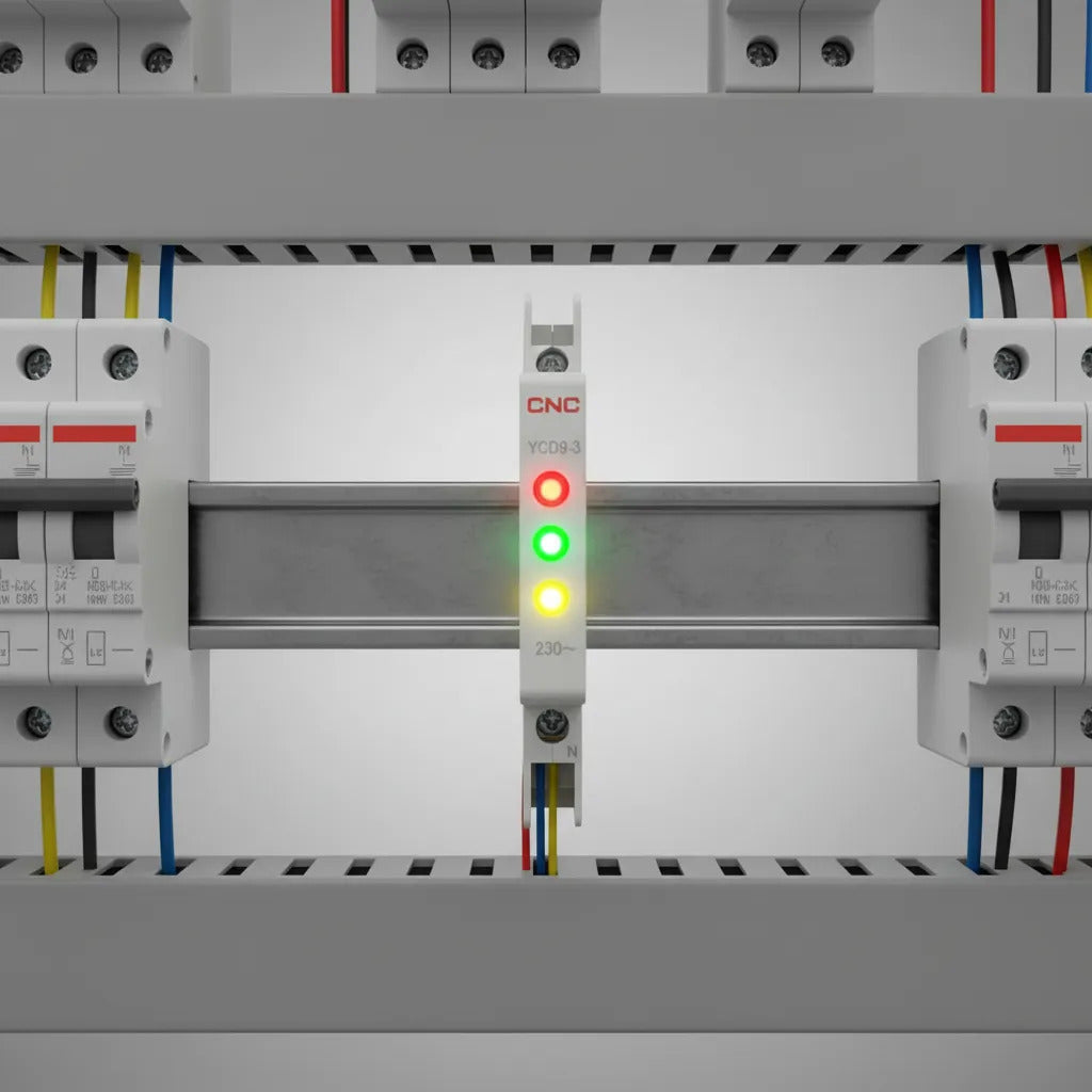 Luz Piloto Trifásico Slim 230v Riel Din Roja Verde Amarillo