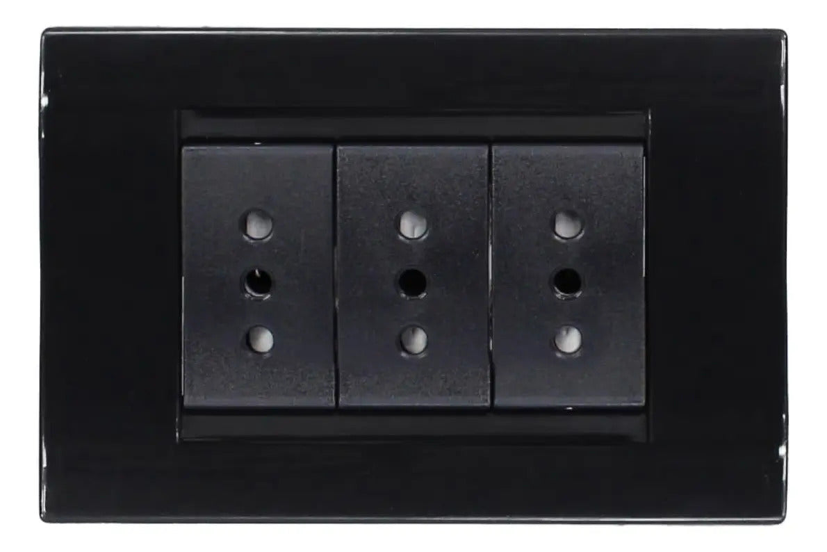 Tomacorriente Enchufe Triple  10a  Negro Embutido Kalop