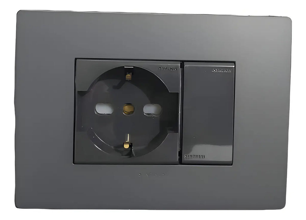 Tomacorriente Schuko Armado 10/16a + Falso Polo Sinthesi Color Noir