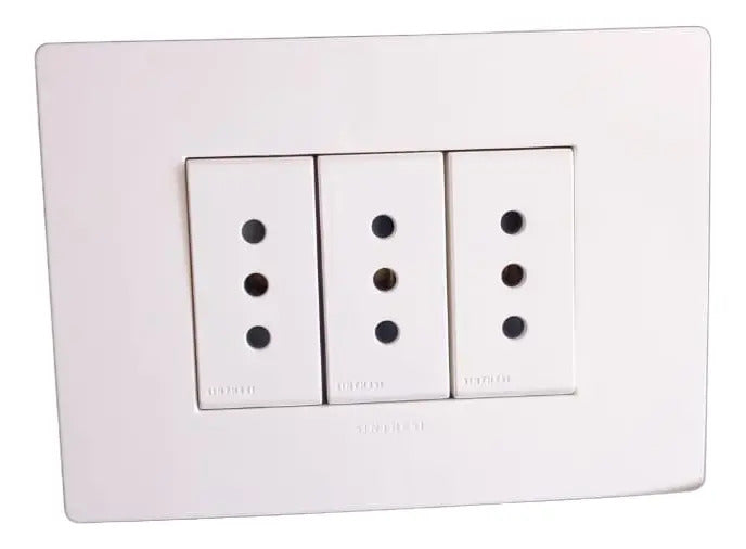 Tomacorriente Triple 10a Embutido Noir Sinthesi