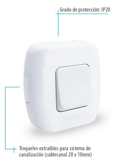 Interruptor Superficie 1 Tecla 10a 250v Kalop Tekna Modelo Ks39650 Blanco