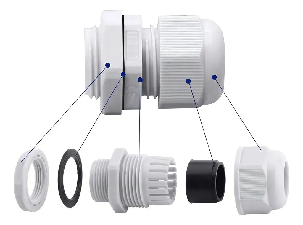 Prensa Estopa Cnc Pg-9 Pack 10 Unidades Ip68 4mm-8mm Plástico Blanco