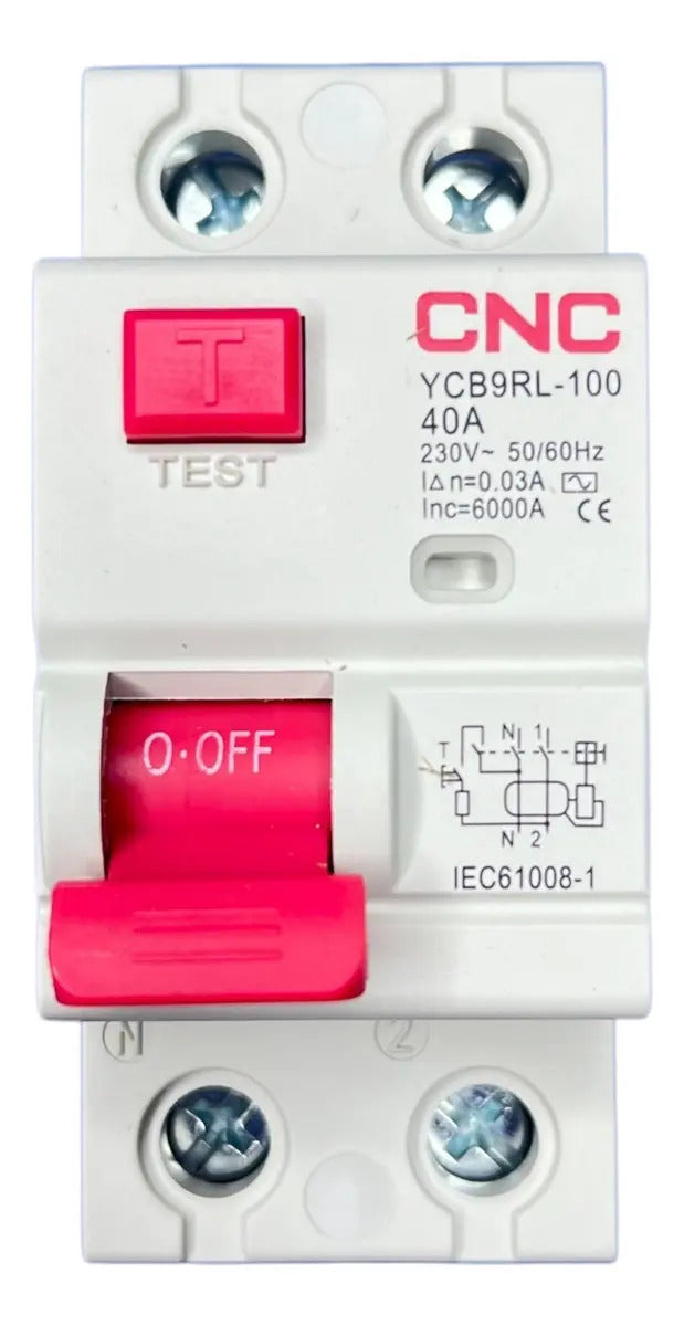 Interruptor Diferencial Cnc 2p 40a 30ma 600v Línea Ycb9rl Rccb