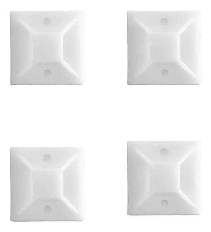 Base Autoadhesiva 20x20 Mm Para Amarra Cable (100 Unidades)