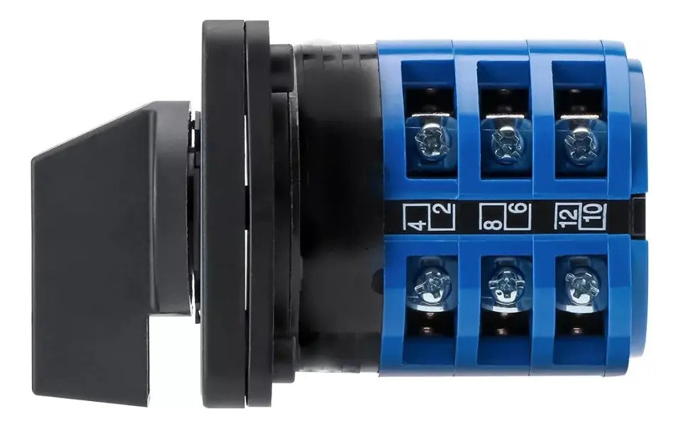 Interruptor Rotativo Cnc Lw28-32a 32a 1-0-2 Pvc Azul Conmutador Trifásico