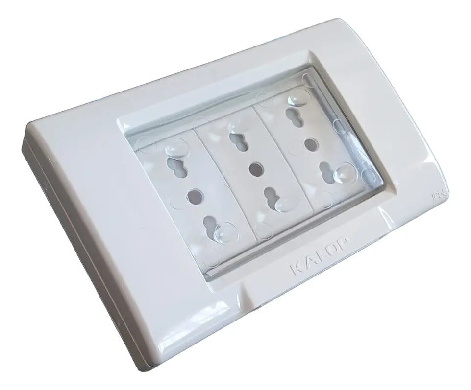 Tomacorriente Embutido Triple 10/16a Exterior Ip55 Hidrobox.