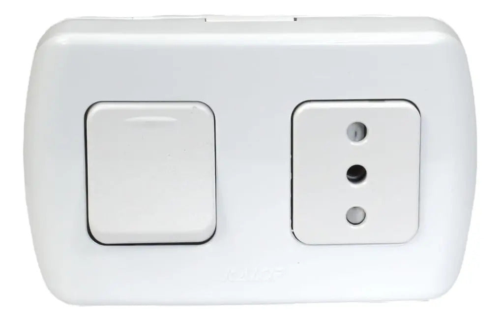 Interruptor Kalop Tekna Sobrepuesto 9/12 + Enchufe 10a Casquete Blanco