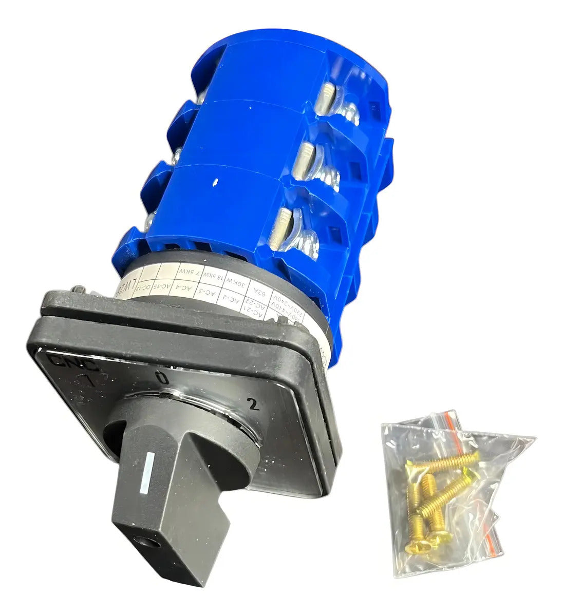 Selector Rotativo Cnc 63a Conmutador Fases 1-0-2 Azul 6 Ip20