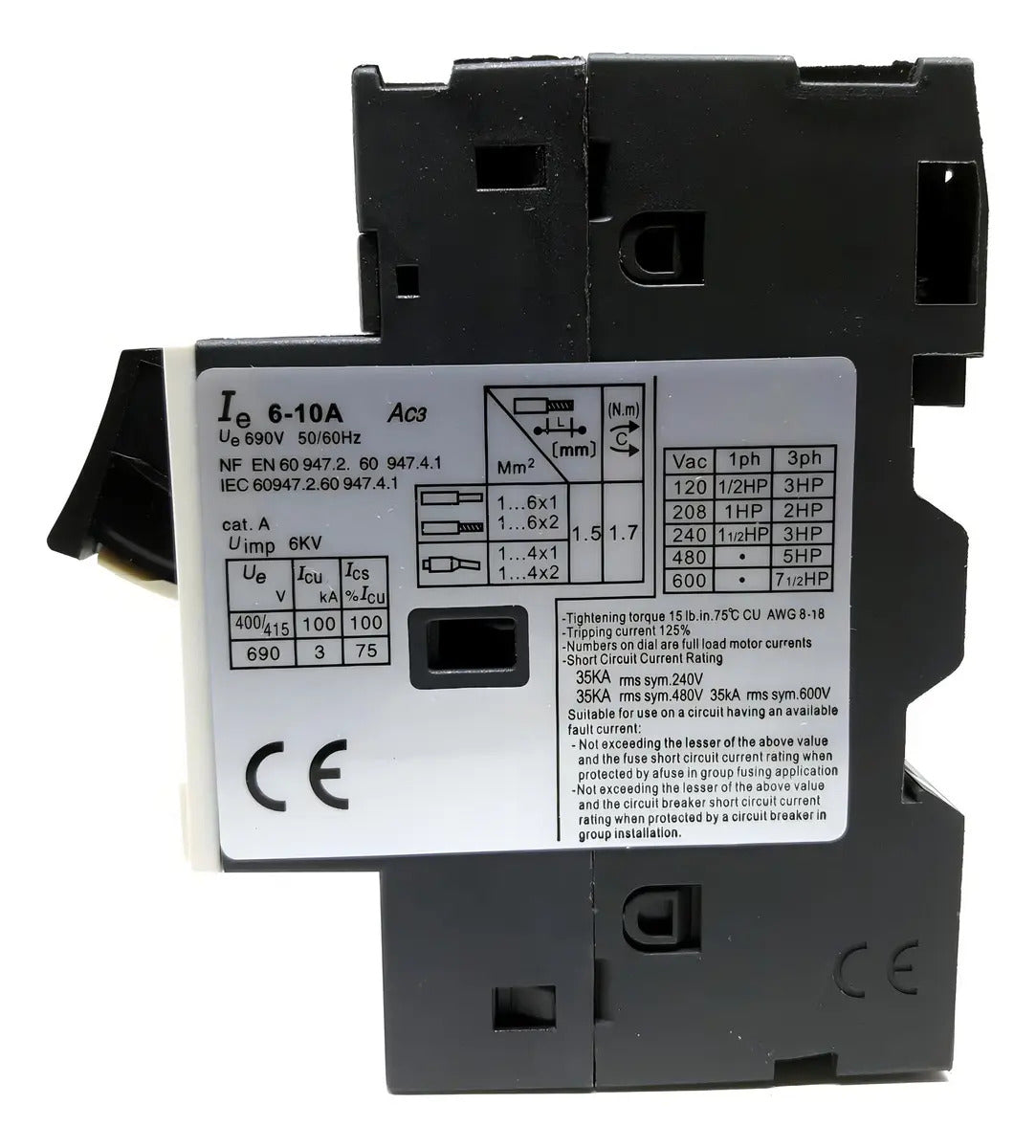 Guardamotor Termomagnético Cnc Rotativo De 6 A 10 A