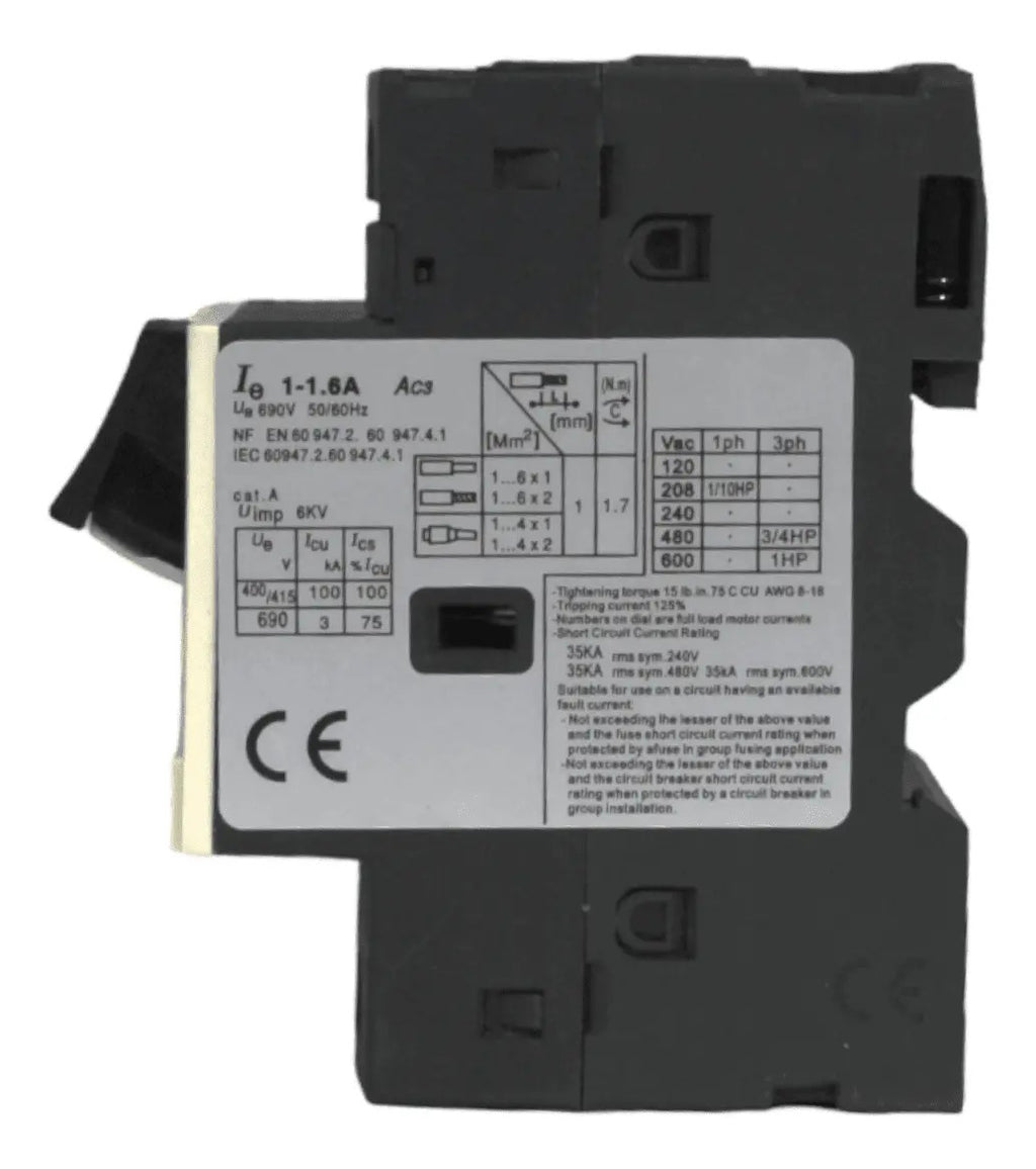 Guardamotor Regulable 1 - 1.6a Cnc Ycp5-25-me06