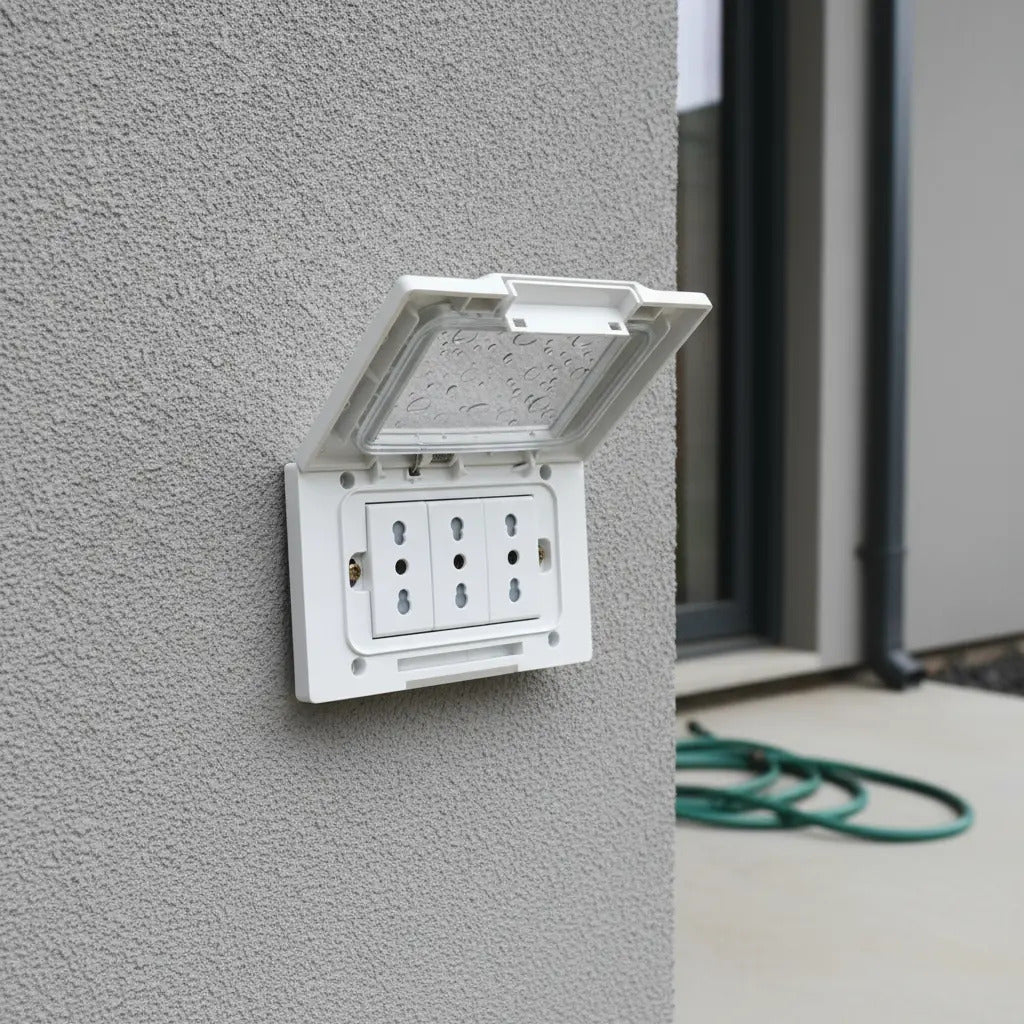 Tomacorriente Embutido Triple 10/16a Exterior Ip55 Hidrobox.