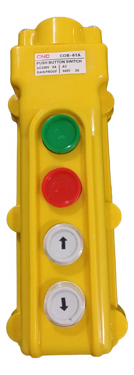 Botonera Colgante Cnc 4 Botones Puente Grúa Cob-61a Amarillo