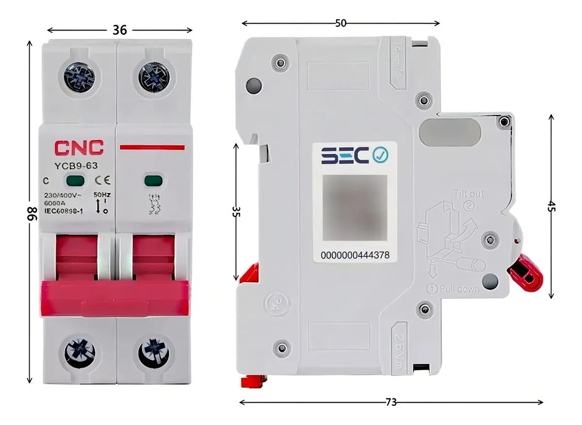 Interruptor Automático Bipolar 2x40a 6k Curva C Cnc