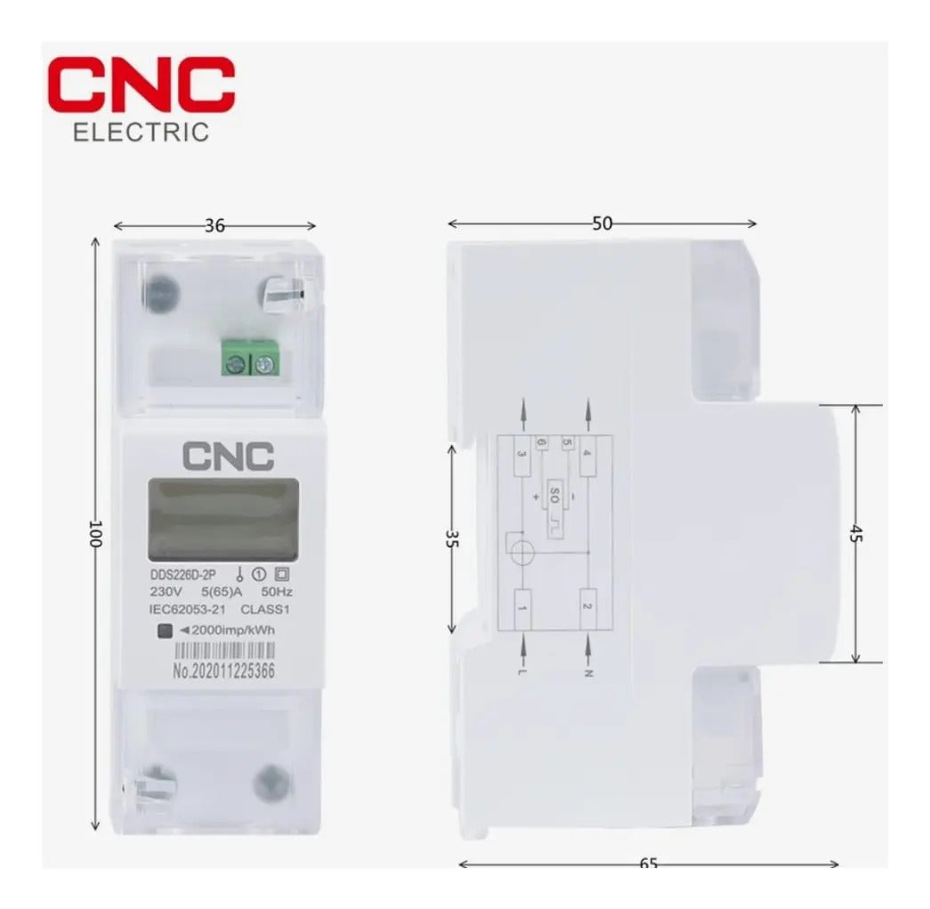 Remarcador A Riel Din Monofasico 65a Cnc.