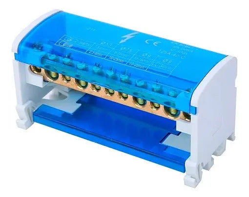 Repartidor Bipolar 2x11 Polos 125a Color Azul Lisa Liso